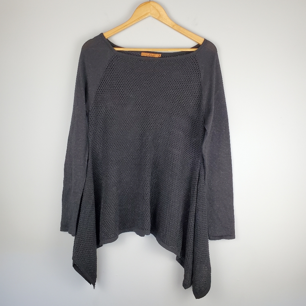 BELLDINI Black Open Knit Lightweight Sweater, Size Large